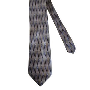 Vintage 90's Grateful Dead Down The Mountain 100% Silk Tie Blue Grey Geometric